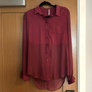 Free people maroon long blouse- size small